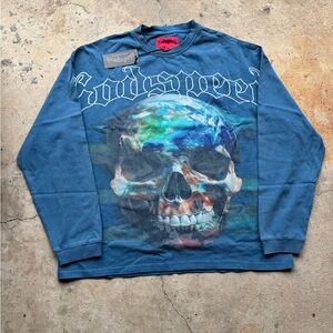 Godspeed Blue Skull Globe Longsleeve